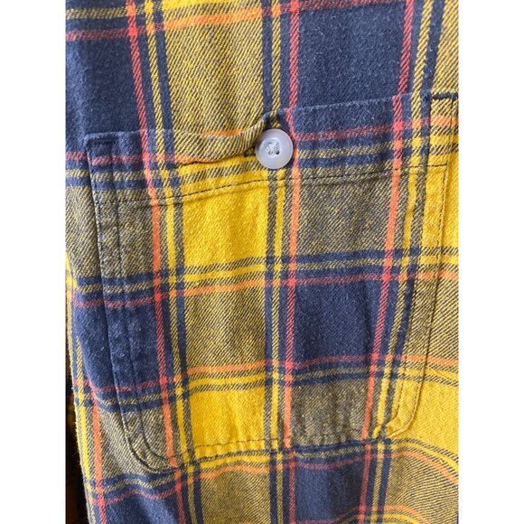 Sonoma Yellow & Blue Plaid Button-Down Flannel Shirt XL Mens Comfortable Casual - Picture 3 of 4